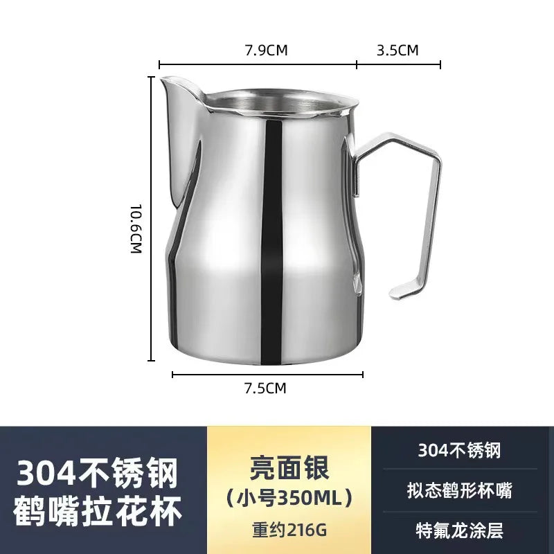 350/500ml Milk Frothing Pitcher Steaming Pitchers Professional Milk Foam Jug Latte Art Making Tools Home Barista Accessories Oasis Select Silver-350ML