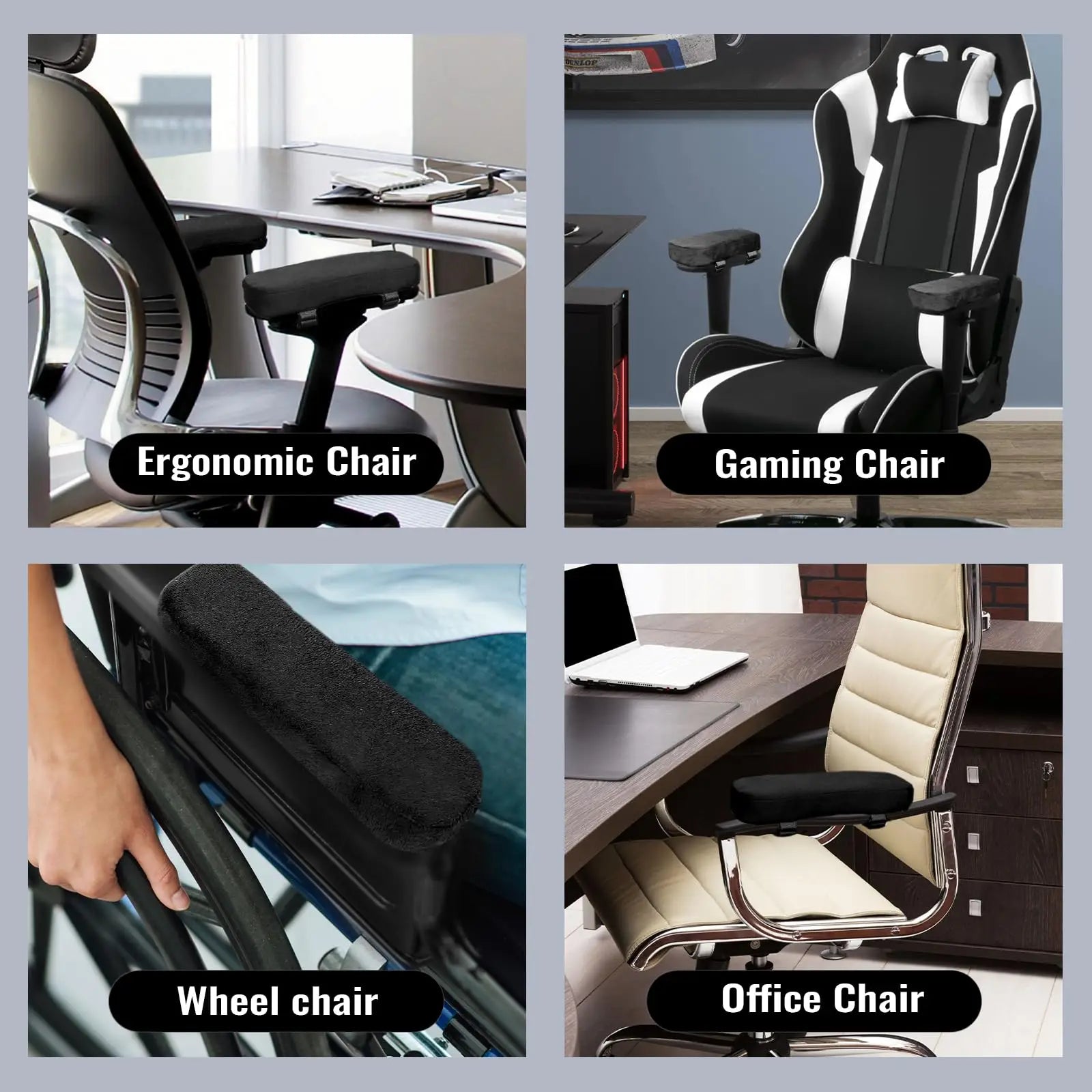2pcs Office Chair Arm Pads,Soft PU Sponge Arm Rest for Desk Chair Gaming Chair,Arm Rest Cover Elbow Support,Removable Cleaning Oasis Select