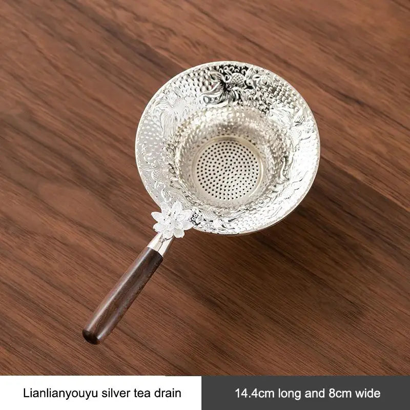 Stainless Steel Mesh Tea Strainer with Drip Tray | Lace Design