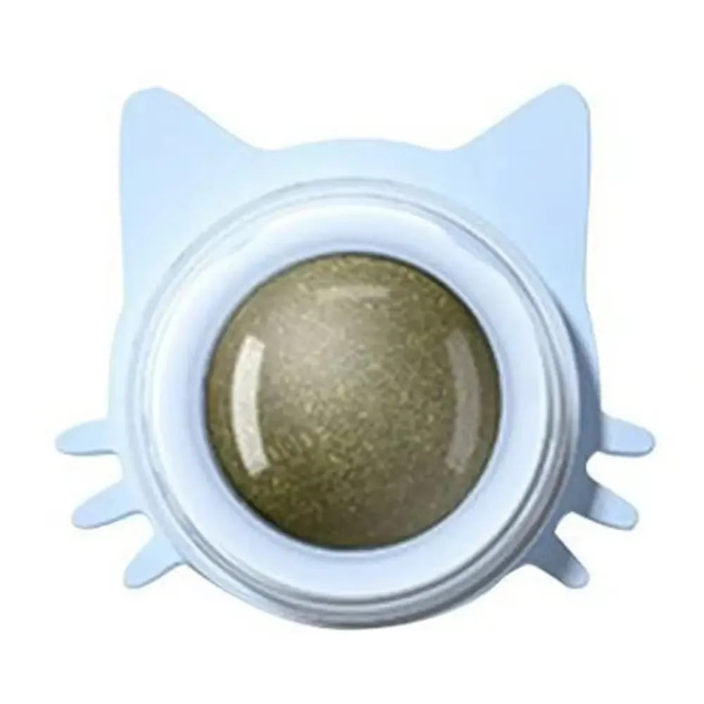2024 Rotatable Catnip Ball Healthy Promote Digestion Cat Ball Natural Sugar Licking Cat Wall Stick-on Oasis Select Blue