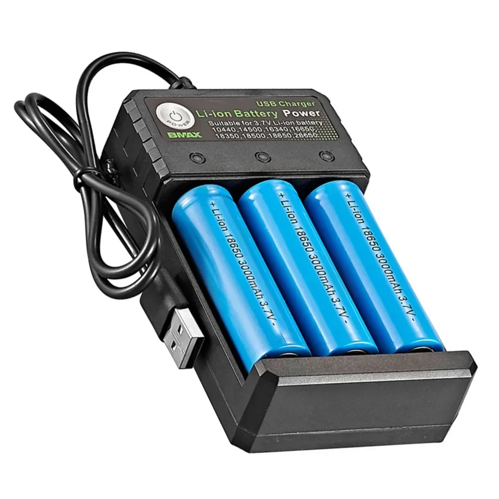 Smart 18650 Charger 3 Slots 4.2V Li-ion Battery USB Independent Charging 18650 18500 14500 16650 26650 Lithium Battery Charger Oasis Select Default Title