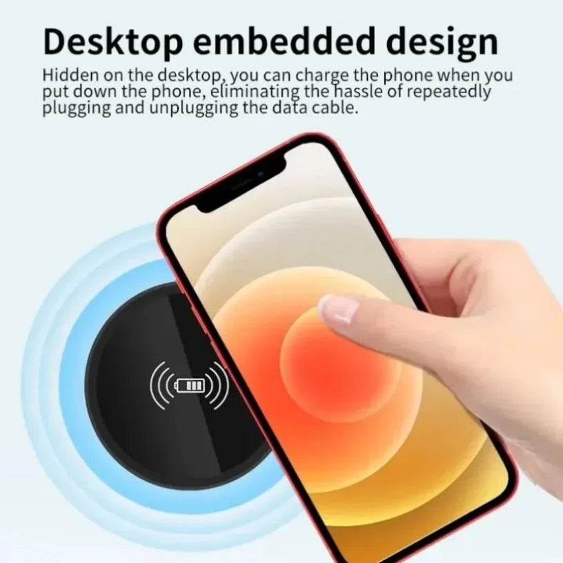 Embedded 15W Wireless Charger Fast Inductive Charging Base Desktop For iPhone 16 15 14 13 12 Samsung S24 S23 Huawei Xiaomi Phone Oasis Select