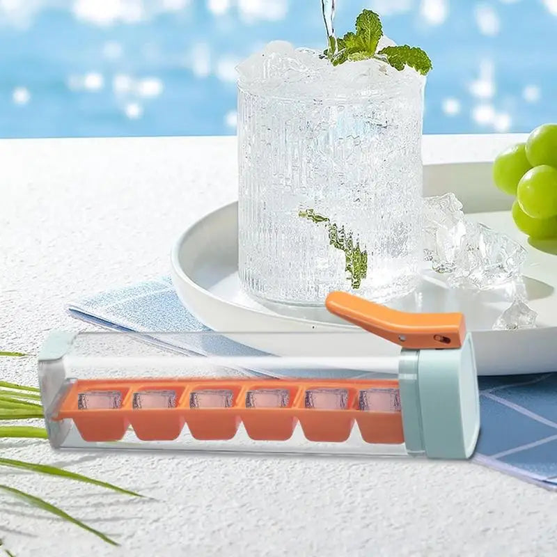 6 Compartment Press Type Ice Cube Molds Ice Trays for Freezer Square Ice Cube Mold with Bins Ice Trays with Lids Ice Maker Oasis Select