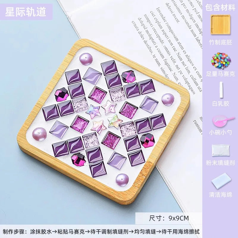 Mosaic Coasters DIY Creative Children's Handmade Material Pack Event New Year's Easter Handmade Diy Gifts Oasis Select Square J 9 9cm