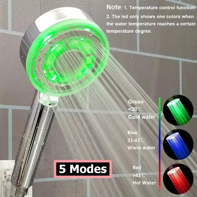 LED Anion Shower Head Rainfall SPA Temperature Control Shower Head Pressurized Water Saving 3/7 Colors Handheld Bathroom Shower Oasis Select 3 - Colorful C