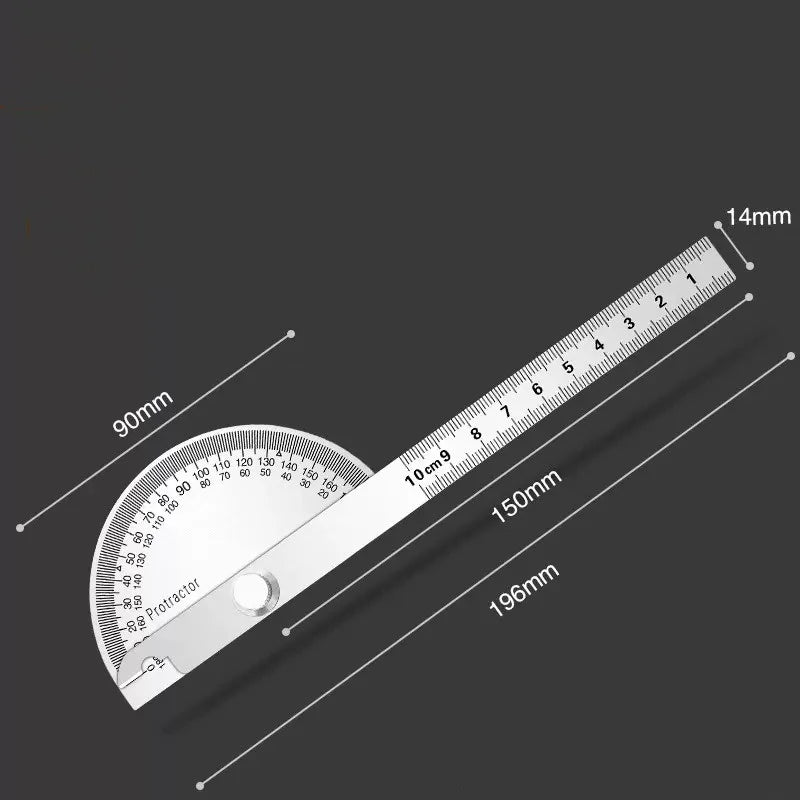 JUSTINLAU 1PC Angle Ruler Measuring Protractor Ruler Metal Detector 180 Stainless Steel Woodworking Wooden Measuring Tool Oasis Select B-150MM