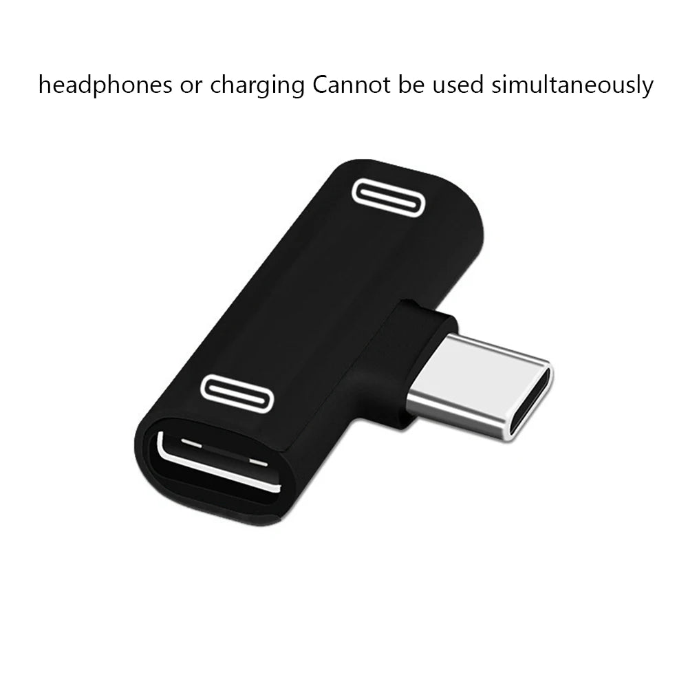 USB C Splitter Type C Male to Dual Type C Female Earphones Charger Adapter Splitter Converter Oasis Select black
