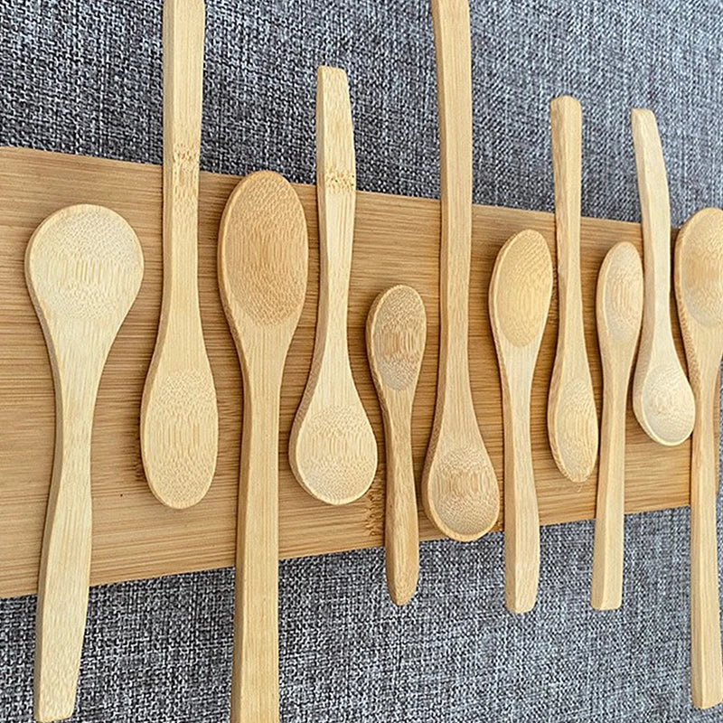 5Pcs Bamboo Wooden Teaspoons Eco-Friendly Kitchen Tableware Honey Spoon Condiment Scoop for Coffee Dessert Household Use Oasis Select