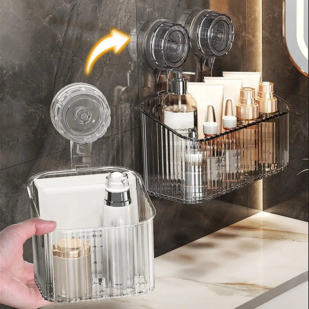 Shower Suction Cup Shelf Basket Punch-free Storage Holder Installation Bathroom Organizer Storage Rotating to Suck Remove Oasis Select
