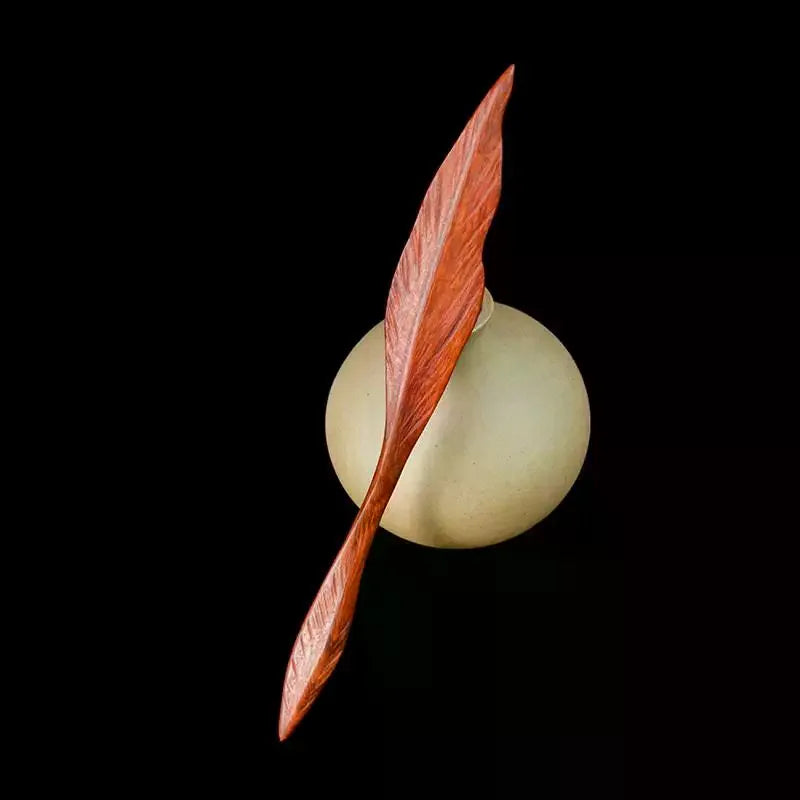 Retro Sandalwood Hairpin | Chinese Style Willow Leaf Hair Stick Wooden Hair Stick Oasis Select
