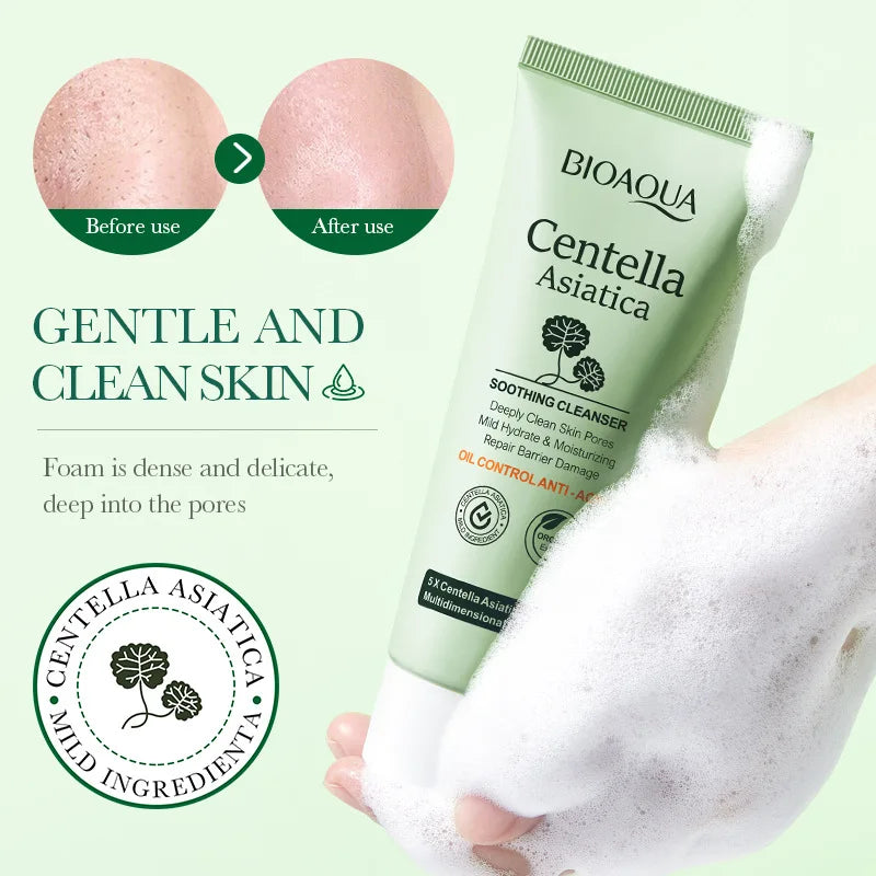 BIOAQUA Centella Asiatica Face Wash – Oil Control Foam Cleanser Foaming Facial Cleanser Oasis Select