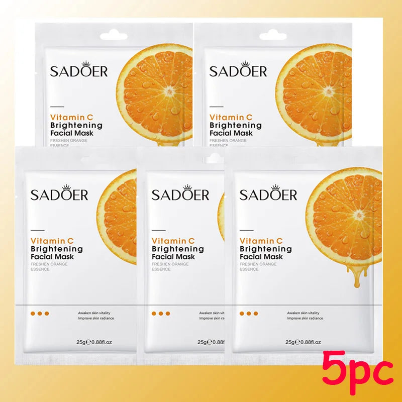 SADOER Vitamin C Brightening Face Mask – Pore & Glow Boost Vitamin C Face Mask Oasis Select 5pc