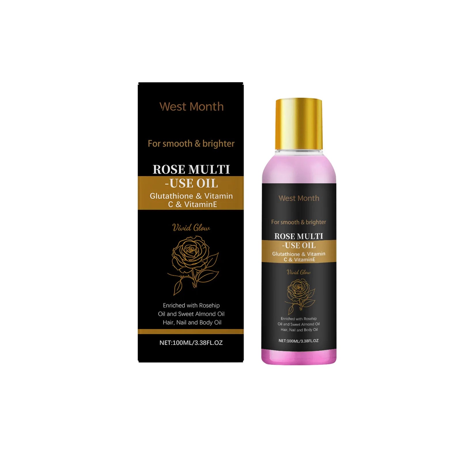 100ml Rose Multi-Use Essential Oil – Face, Hair & Nail Care Facial & Body Oil Oasis Select