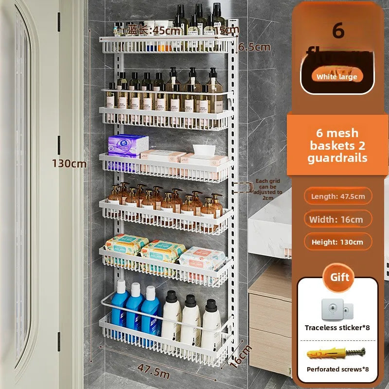 Multi-layer adjustable kitchen cabinet wall condiment seasoning rack No punching wall hanging storage shelf Oasis Select 6-1-White-6-124-45