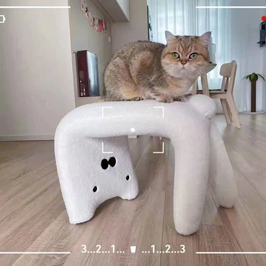 Dressing Chair Armless Plush Entryway Chairs Cute Cat Makeup Room Footrest Vanity Stool for Living Room Bedroom Furniture Oasis Select