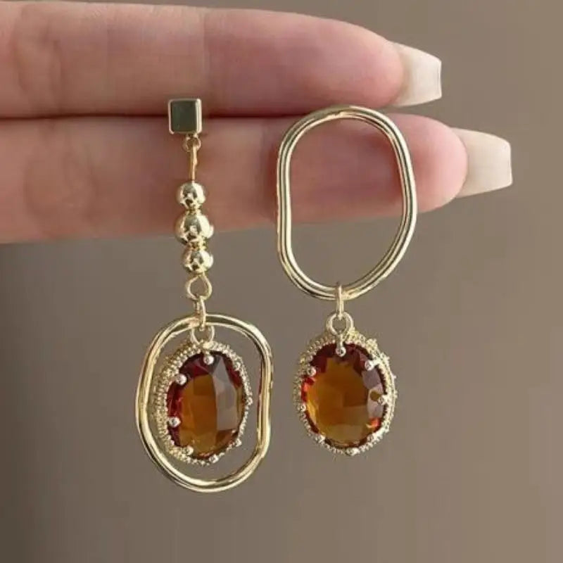 Retro Colorful Resin Earrings For Women Exquisite Asymmetric Geometric Dangle Earrings Jewelry Gift Oasis Select 03