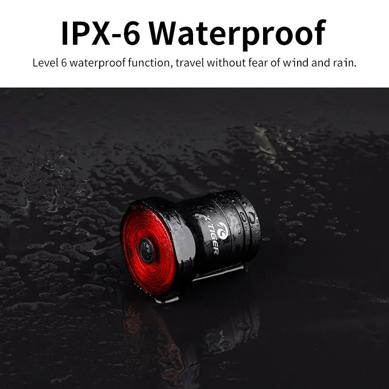 X-TIGER Bike Rear Light Smart Brake Sensing Light Bicycle Tail Light IPX6 Waterproof LED Charging Taillight Cycling Accessories Oasis Select