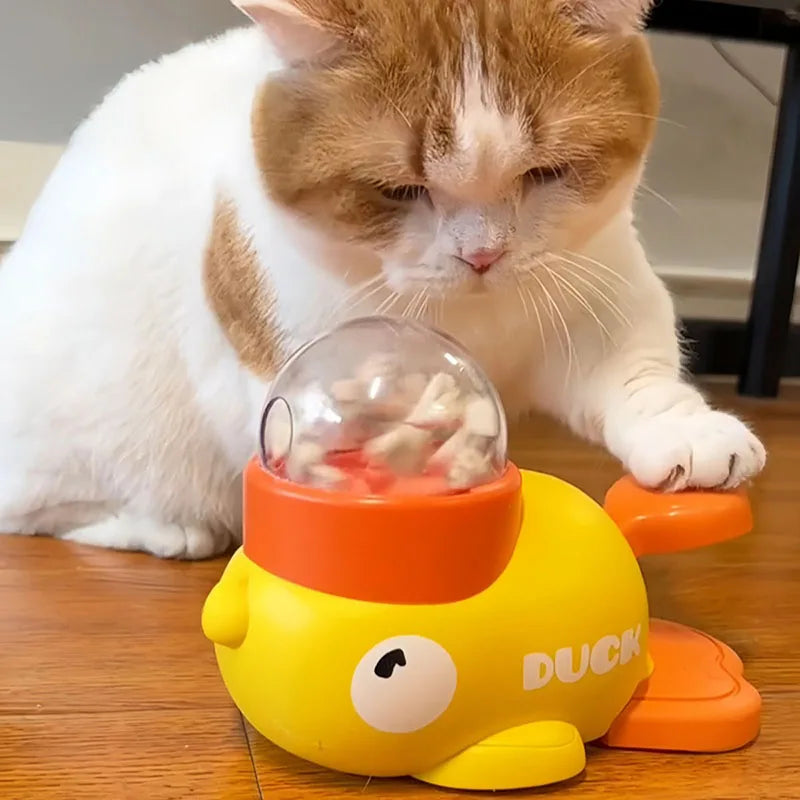 Interactive Pet Puzzle Feeder Little Yellow Duck Food Leak Toy Non-slip Base Slow Eating Bowl for Puppy Cat Daily Entertainment Oasis Select