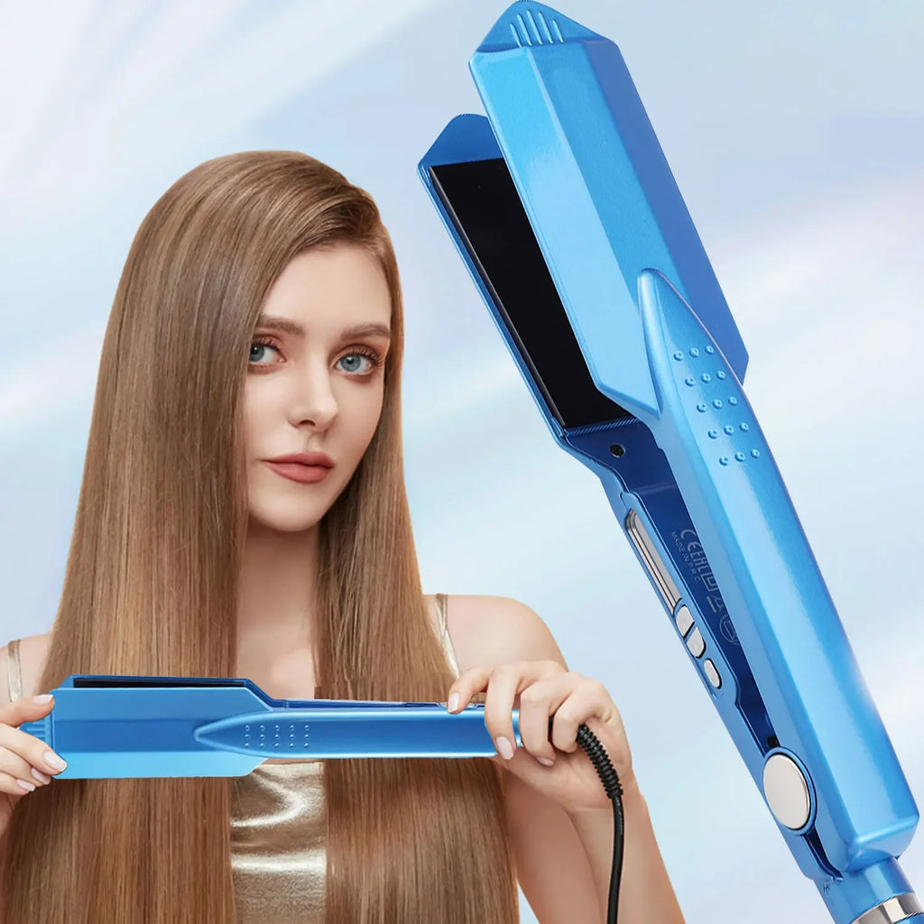 URGGU Wide Titanium Flat Iron – 470°F Dual Voltage Straightener