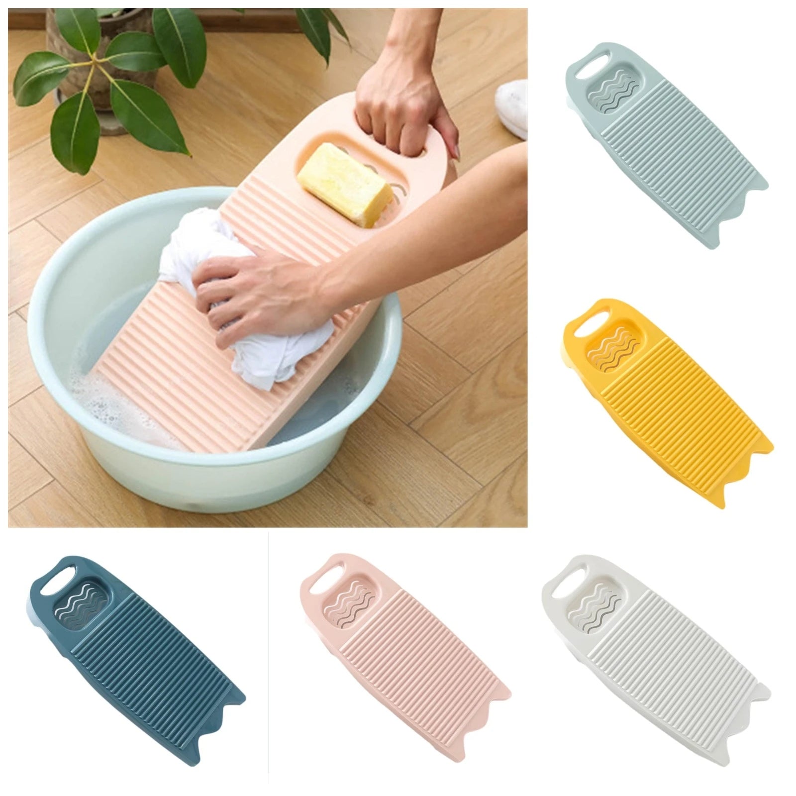Wash Board Thickened Hand Wash Laundry Boards Dirty Clothes Washboard with Soap Holder Design for Underwear Lingerie Cleaning Oasis Select