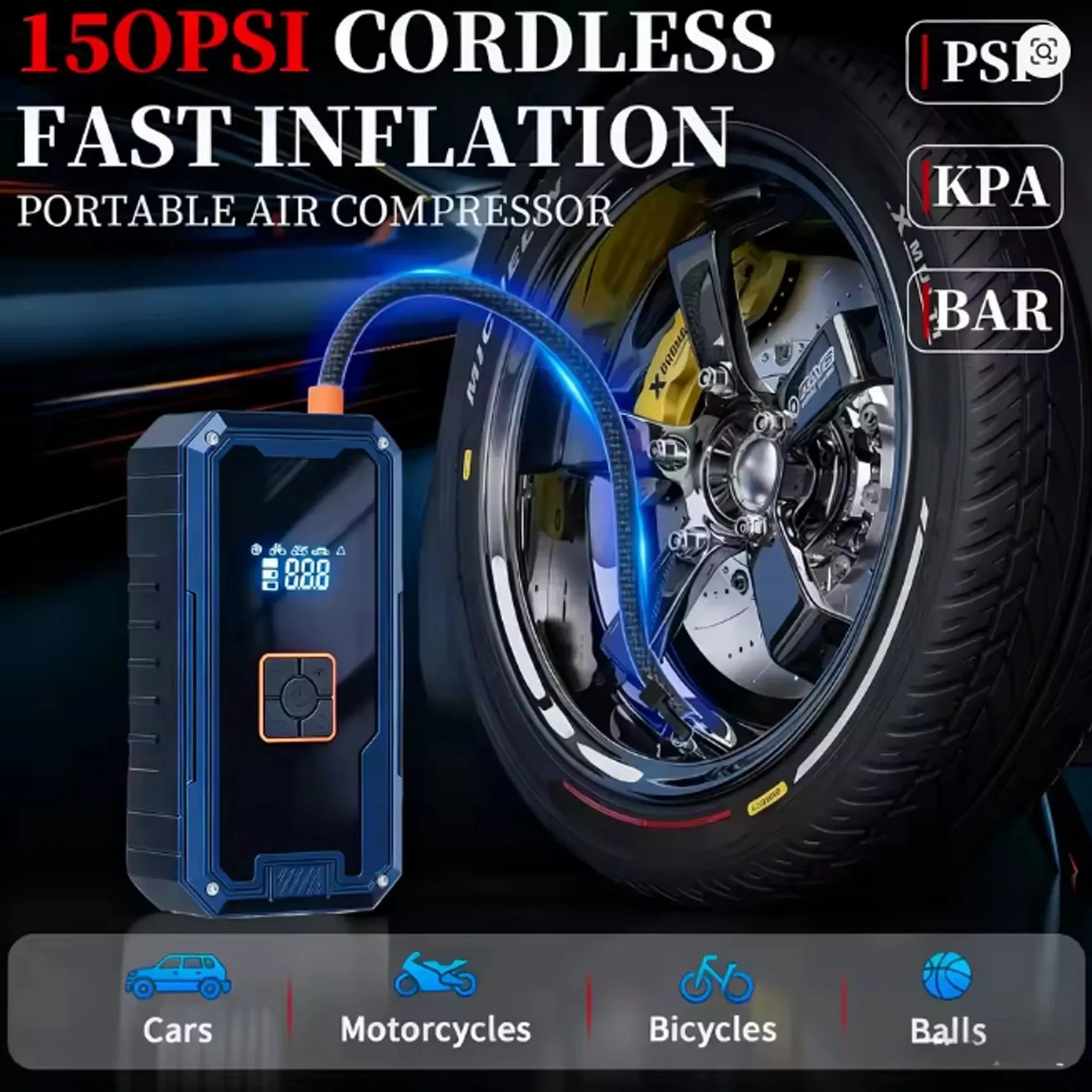 3000A 99800mAh Car Jump Starter with 150PSI Tire Inflator 4 in 1 12V Auto Battery Booster Portable Power Bank LED Light Oasis Select