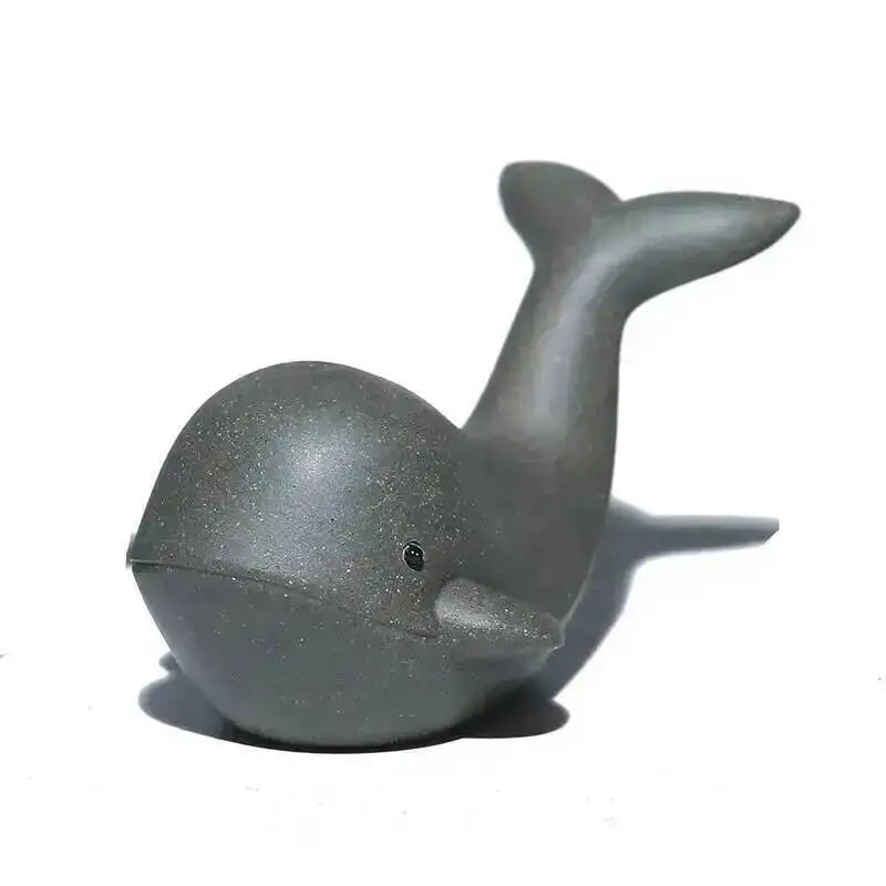 Purple Clay Water-spraying Whale Tea Pet Ornament Cover Pen Holder Premium Suitable for Tea Table Tea Desk Ornament Tea Play Oasis Select One Gray large Size