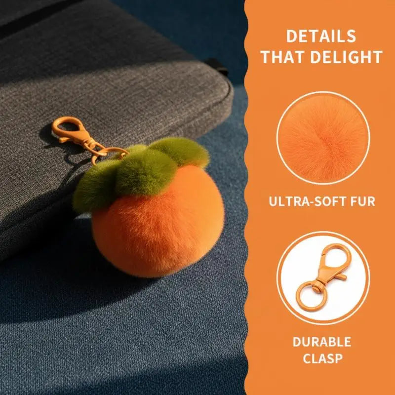 "Good Persimmon Happens" Plush Persimmon Keychain Cute Fruit Bag Charm Pendant for Backpack Gift Lucky Charm Pendant Oasis Select