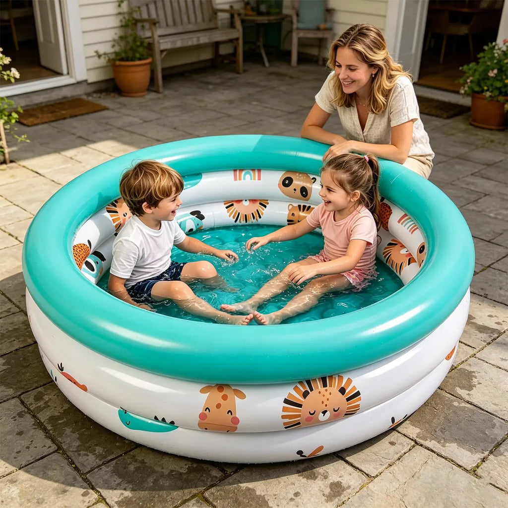 Pool for Kids Cute Pattern Blow Up Bathing Tub Round Inflatable Outdoor Pool for Boys Girls Pet Sea Ball Fishing Toy Garden Oasis Select