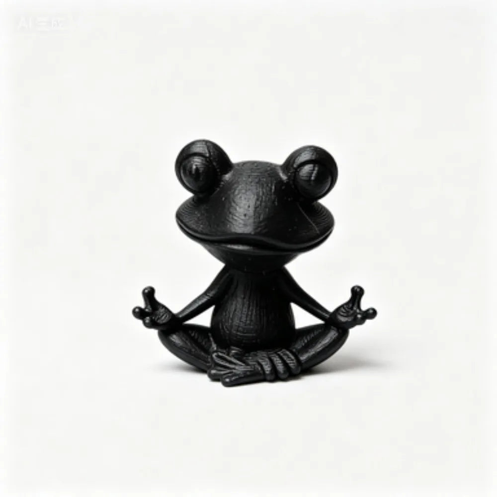 3D Meditation Frog Statue Yoga Lotus Pose Stable Cross Base Plastic Indoor and Outdoor Zen Statue Bookshelf Small Sculpture Oasis Select black