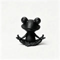 3D Meditation Frog Statue Yoga Lotus Pose Stable Cross Base Plastic Indoor and Outdoor Zen Statue Bookshelf Small Sculpture Oasis Select black