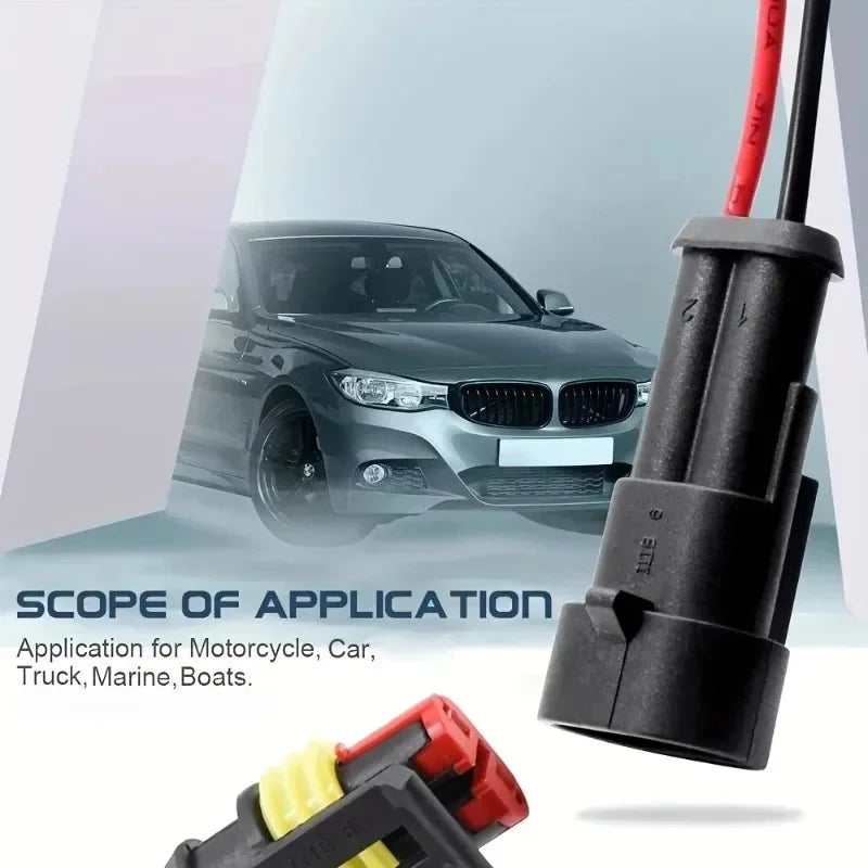 10pcs/5sets 2 Pin Way Connector Waterproof Connectors Male & Female Way 16 AWG Wire for Car Truck Boat Electrical Connector Oasis Select