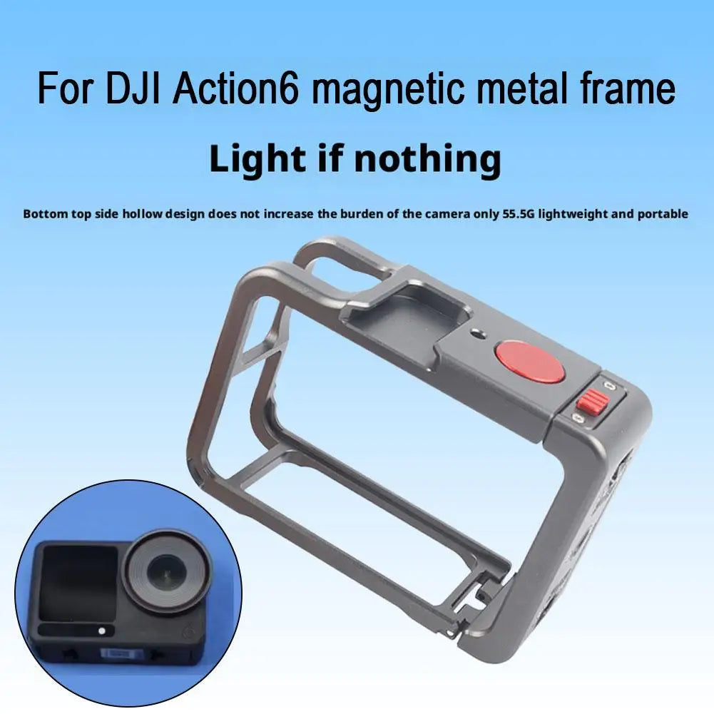DJI Action 6 Aluminum Cage Frame | Cold Shoe & Quick Release