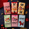6Pcs Cartoon Three Dimensional Imitation Embroidery The Year Of The Horse Red Envelope New Year Festival Envelope Oasis Select A2
