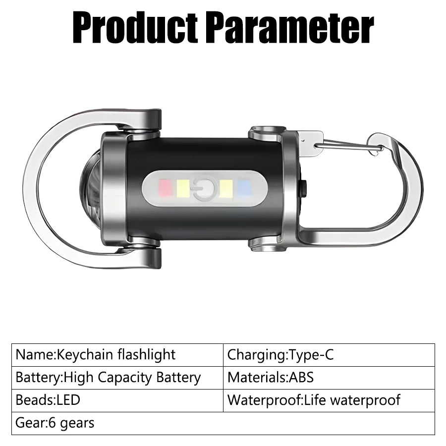 7 Modes Rechargeable COB LED Keychain Flashlight, Portable Hanging Emergency Work Lamp for Camping Walking Outdoor Gear Oasis Select