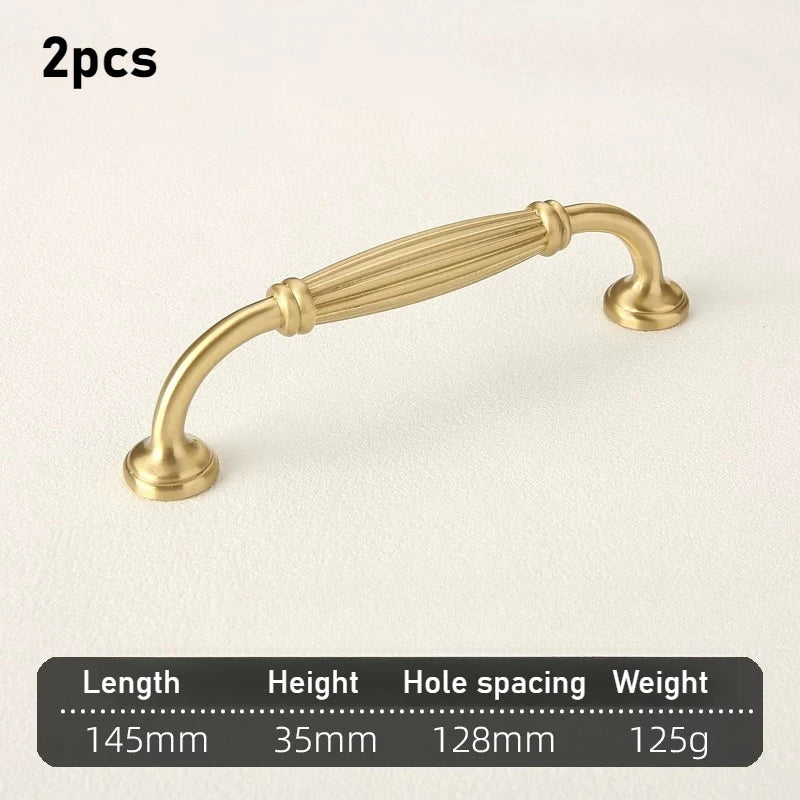 Brass French Handle Light Luxury Style Wardrobe Drawer Cabinet Gold European Cabinet High End Bronze Middle Ancient Style Handle Oasis Select 2pcs Copper 128mm