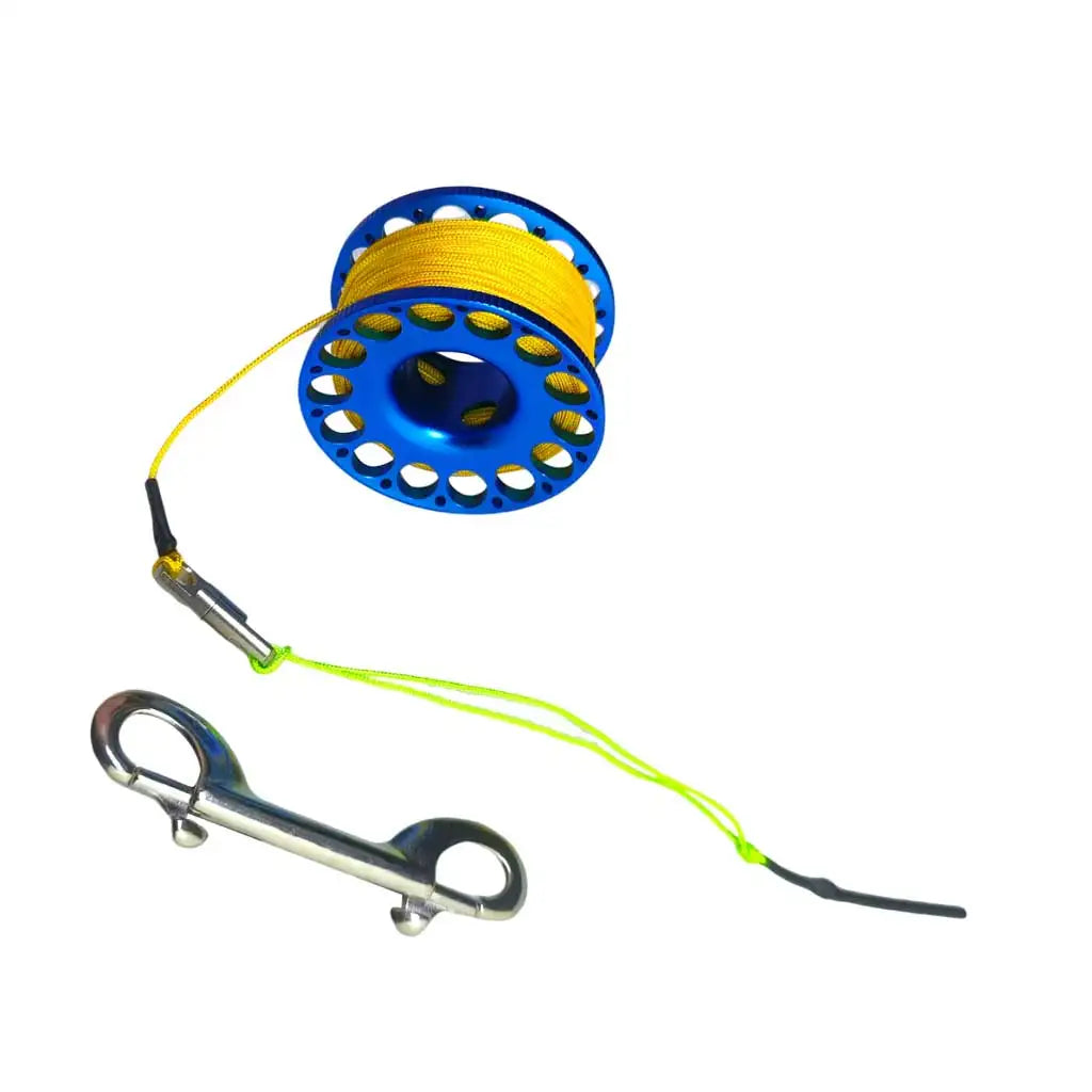 Scuba Diving Reel Aluminum Alloy Wreck Cave Finger Spool with 30m/100ft High Visibility Line and Double-Ended Bolt Snap Clip Oasis Select