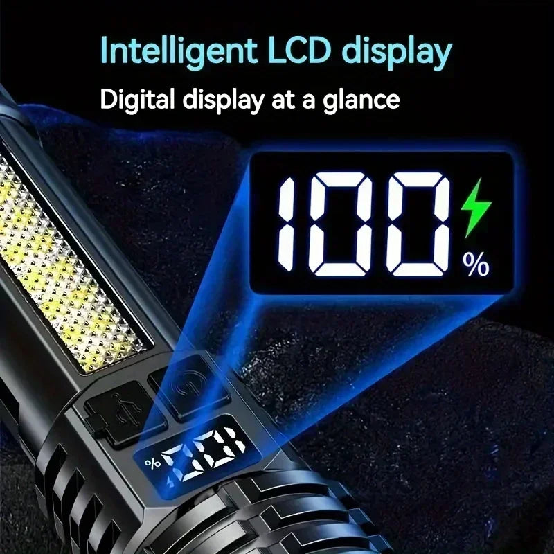 Ultra Bright LED Flashlight 2000LM Type-C Rechargeable Long Range Zoom Tactical Torch Outdoor Emergency Camping Fishing Lantern Oasis Select