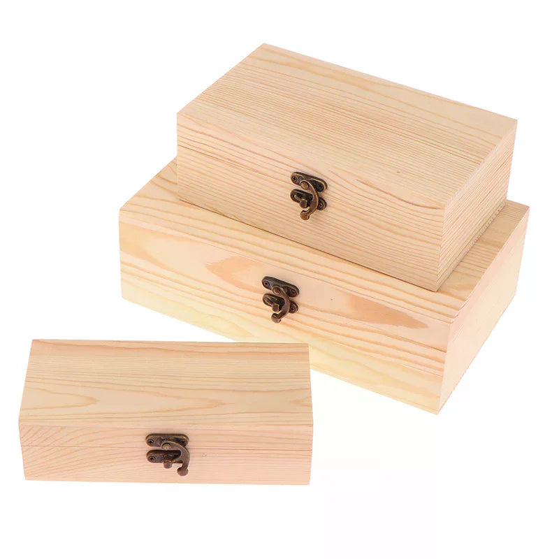 Rectangular Wooden Storage Box Organizer Wooden Storage Case Simple Storage Container Dust-Proof With Lock Jewelry Box Case Oasis Select