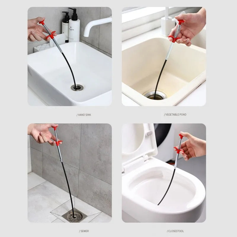 Plumbing Four-claw Hook Dredger Sewer Toilet Tool Manual Grab Hair Cleaning Clogging Pipe Dredging Clamp Household Supplies Oasis Select