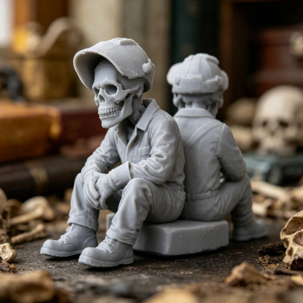 Skeleton Electric Welding Worker Figurine Gothic Style Edge Sitter Statue Skull Ornament for Home Office DeskShelf Display Decor Oasis Select