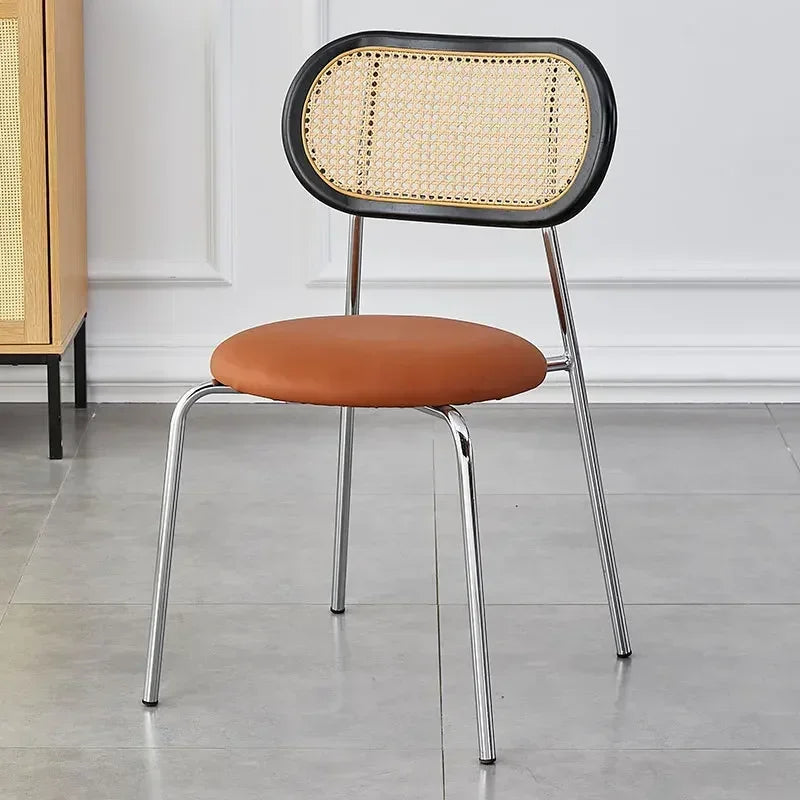 Multi-functional Household solid wood backrest dining chair office study rattan chair homestay milk tea shop seat Durable Oasis Select Dark Brown A