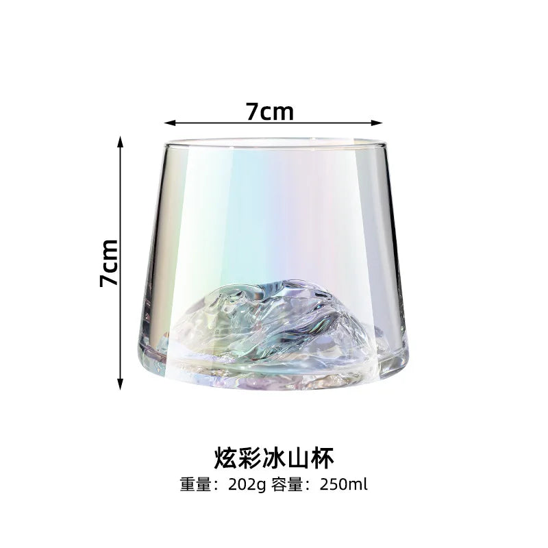 Crystal Glass Whiskey Cup, Japanese Liquor Glass, Clear Iceberg Glass, Suitable for Vodka, Liqueur, Tequila, Shochu, Cocktail Oasis Select Iridescent 250ML