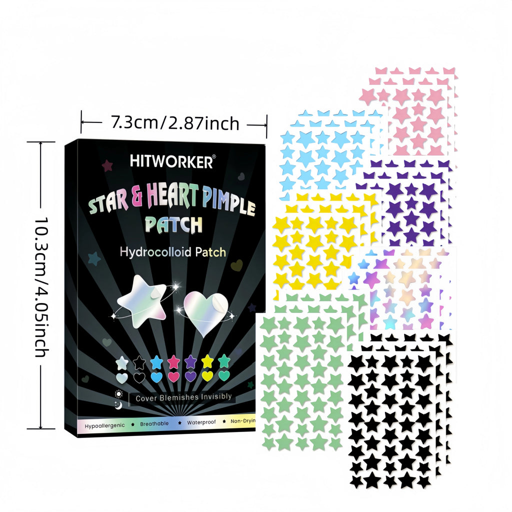 Water based colloidal star shaped 7-color acne patch, 840/560 tablets/box - alcohol free, used to absorb acne secretions Oasis Select