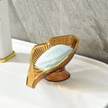 Drain Plate Tray Creative Soap Holder Soap Box Bathroom Gadgets Non-slip Laundry Soap Dish Storage Soap Case Leaf Shape Oasis Select orange