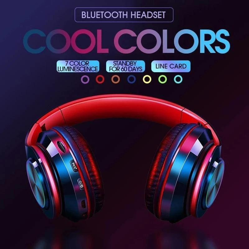 B39 Headphone With Wireless Bluetooth Colorful Light Pluggable Card Game Music Movement Bluetooth Headset for Phone Oasis Select