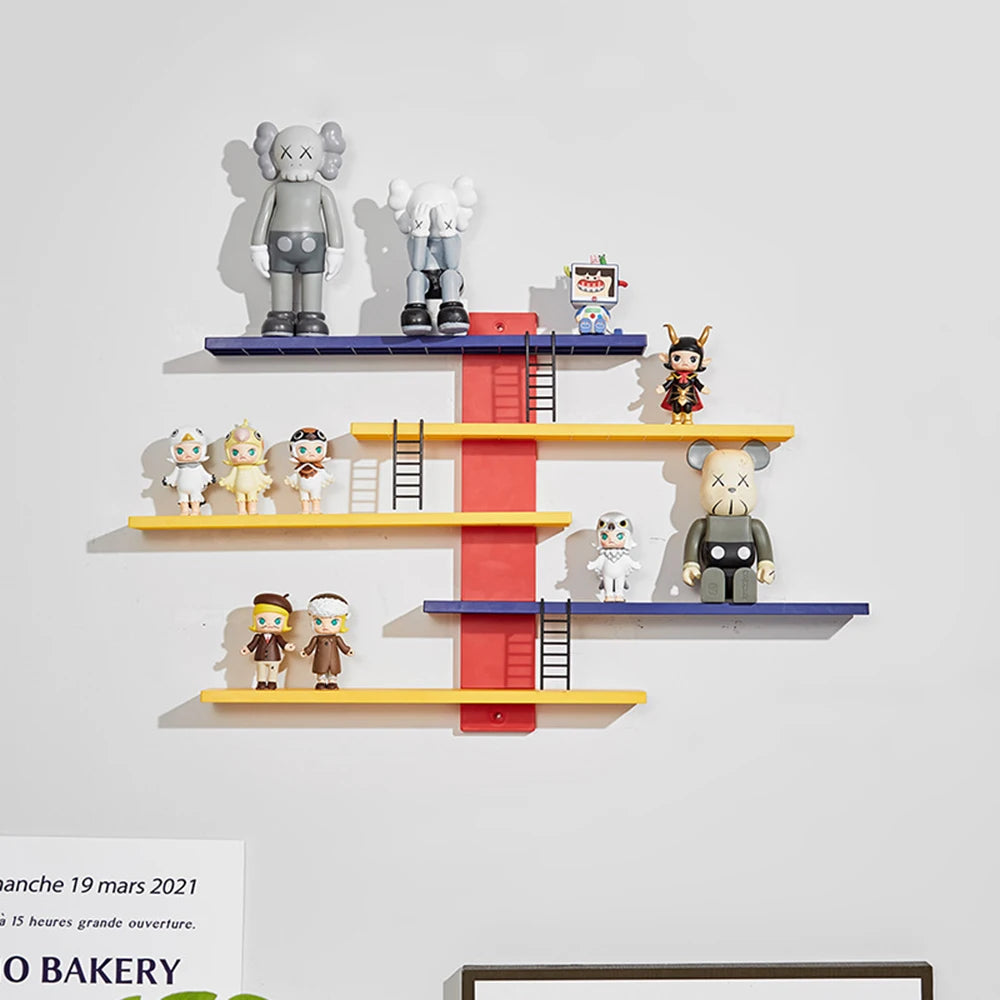 Figure Toy Display Stand Wall Mounted Handwork Blind Box Floating Shelves DIY Colorful Display Rack Ladder Storage Display Rack Oasis Select