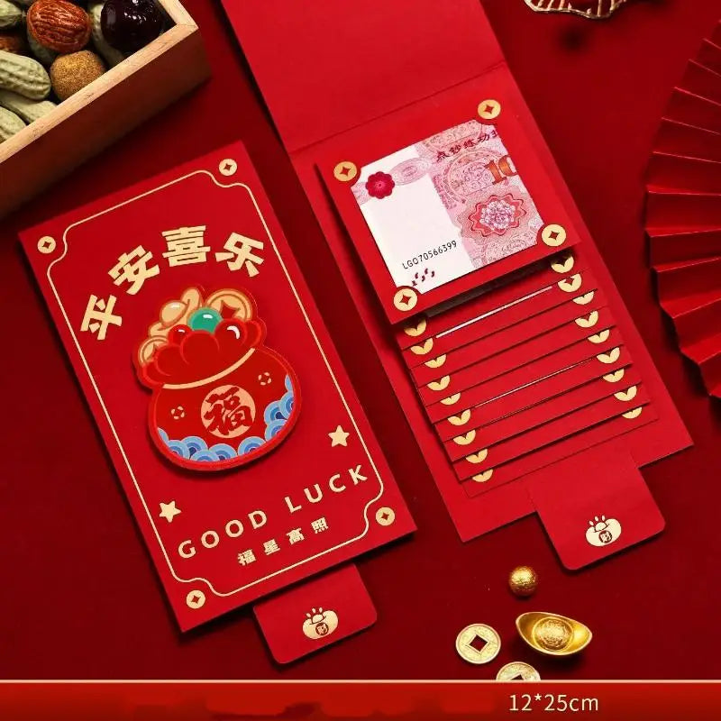 2026 New Year's Red Envelope Best Good Luck In Year Of The Horse Creative Durable Pulling Red Envelopes 6/10 Slots 1Pcs Oasis Select A6
