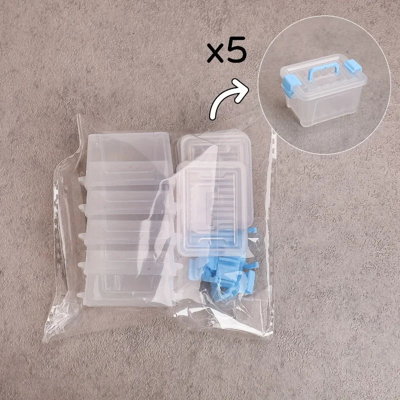 5 Mini Suitcase Storage Boxes Transparent Small Item Organizer DIY Miniature Scene Decor Photography Props Handcraft Essentials Oasis Select Blue