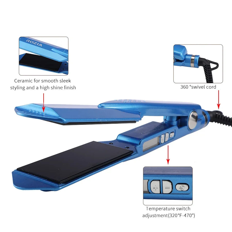 URGGU Wide Titanium Flat Iron – 470°F Dual Voltage Straightener