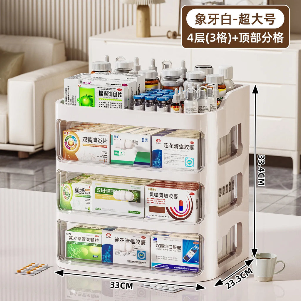 Storage box, multi-layer dust-proof drawer style medicine cabinet, household storage, regular medicine box Oasis Select three floors